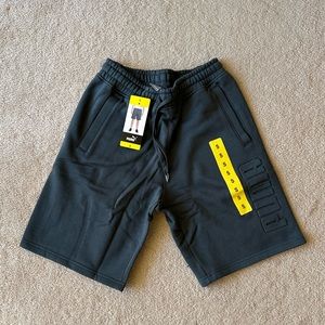 PUMA Men's Embossed Logo Fleece Short, Blue, Small and Medium